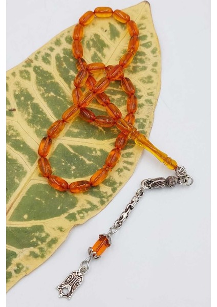 Turuncu Kapsül Kesim Alpaka Püskül Kehribar Tespih (Ahşap Kutulu) indirimleri