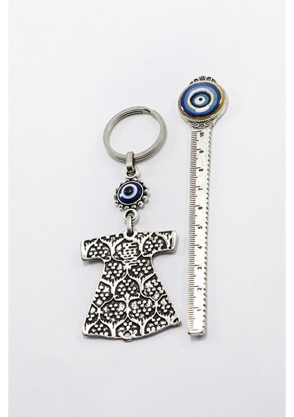 Siyah Zeminli Osmanlı Kaftanı Desenli Gümüş Renk Detaylı Anahtarlık, Hediyelik Çanta Süsü fırsatları