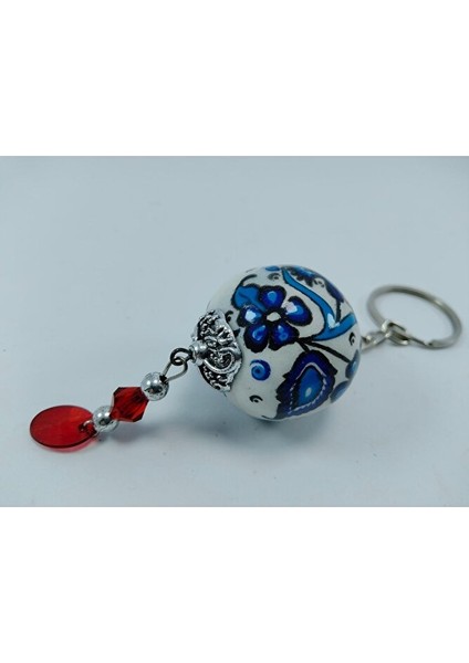 El Yapımı Anahtarlık Hediyelik Aksesuar Geleneksel Çini Desenli Seramik