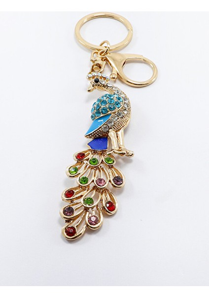 Renkli Parlak Taşlı Tavus Kuşlu Anahtarlık, Hediyelik Anahtarlık fırsatları