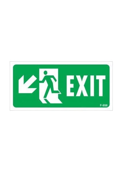 Exit Sol Aşağı Uyarı Levhası 17,5X25 KOD:958
