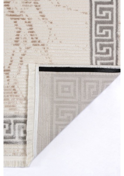 Glory Vl Saçaklı Modern Dokuma Halı Oturma Odası Salon Mutfak Halısı Krem Bej Gri T2B indirimleri