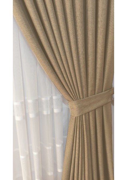 Keten Fon Perde 1/3 Sık Pileli Dikim Korniş Için Tek Kanat(30 Renk)