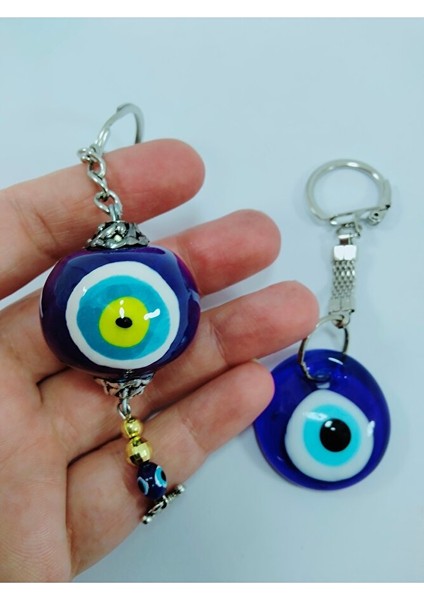 Ikili Nazar Boncuklu Anahtarlık Seti El Yapımı Hediyelik Eşya