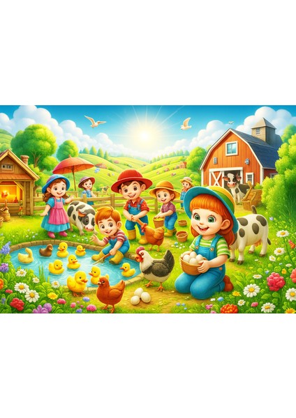 Çiftlikteki Çocukları Ahşap Puzzle