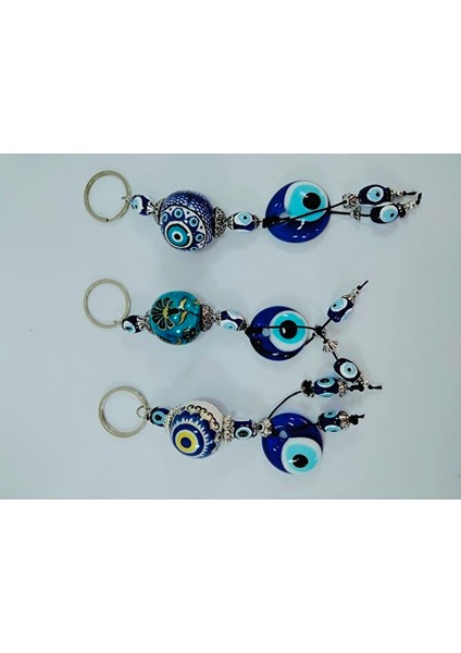 Üçlü Seramik Nazar Boncuklu Anahtarlık Seti El Yapımı Hediyelik Eşya fırsatları