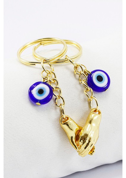 Gold Renkli El Ele Tutuşan Mıknatıslı Sevgili Anahtarlık, Sevgili Hediyesi