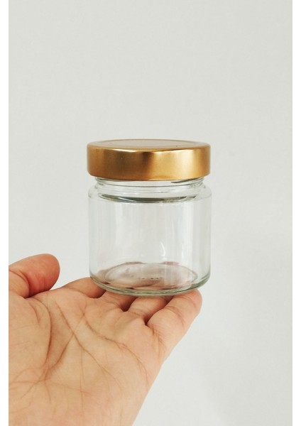 255 ml Kavanoz Altın Derin Kapaklı 255 cc Şeffaf Reçel, Marmelat Cam Kavanoz Deep 1 Adet modelleri