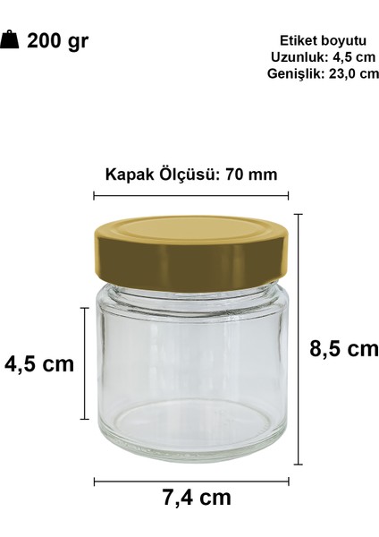 255 ml Kavanoz Altın Derin Kapaklı 255 cc Şeffaf Reçel, Marmelat Cam Kavanoz Deep 1 Adet indirimleri