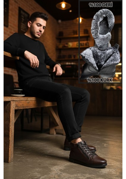 Fermuarlı Içi Kürklü Hakiki Deri Erkek Bot fırsatları