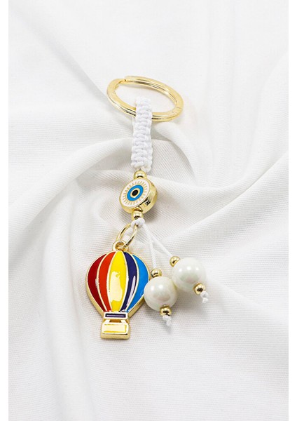 Beyaz Renkli Çerçeveli Nazar Boncuklu Renkli Uçan Balon Salkım Dikiz Ayna Süsü, Yeni Araba Hediyesi fiyatları