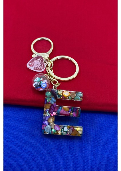 Renkli Epoksi E Harfi Anahtarlık, Hediyelik Çanta Süsü fiyatları