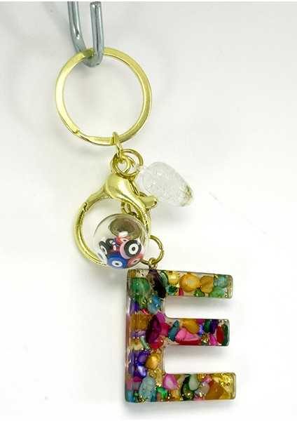 Renkli Epoksi E Harfi Anahtarlık, Hediyelik Çanta Süsü modelleri