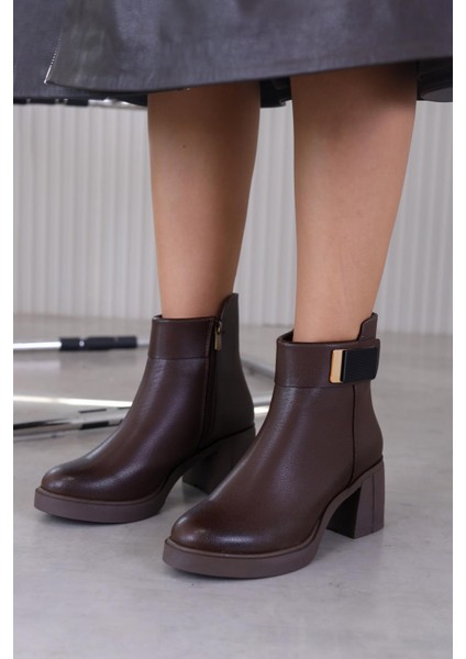 Dupa Model 5 cm Topuklu Yeni Sezon Kısa Bot Kahve