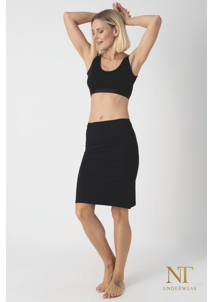 Bambu Dizüstü Etek Astarı, Midi Jupon - Doğal Kumaş, Modern Kalıp.