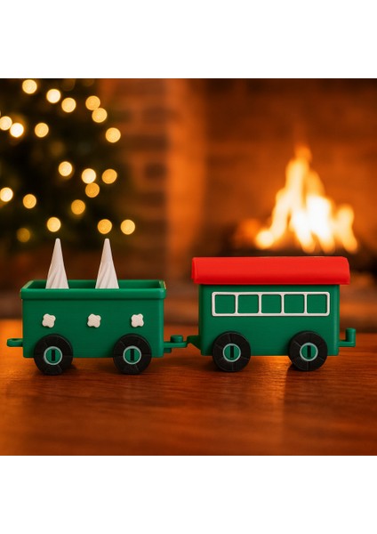 Yılbaşı Temalı 2’li Dekoratif Tren Vagon Seti – Oyuncak, Koleksiyonluk, Yeni Yıl Süsü