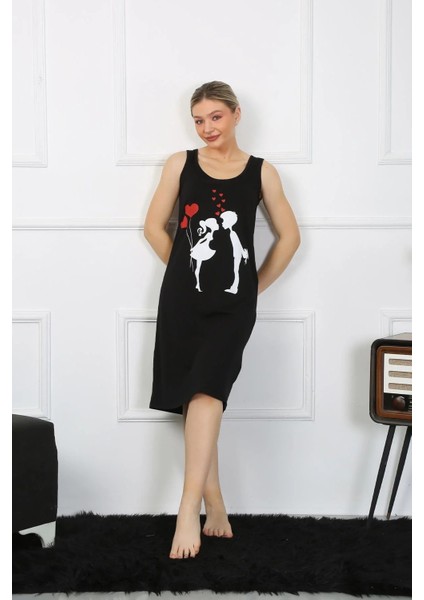 Kadın Kalın Askılı Penye Uzun Siyah Gecelik fiyatları