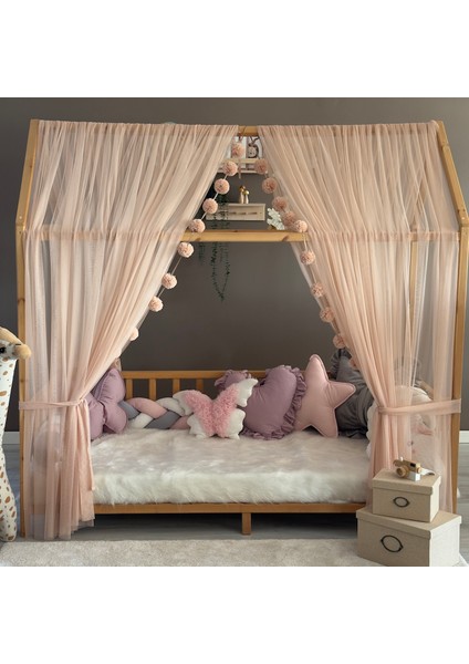 Açık Pudra Çift Perdeli Montessori Yatak Cibinliği fiyatları