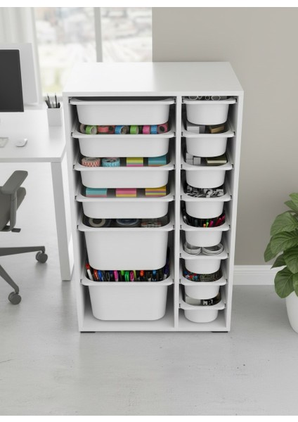 Rine 14 Sepetli Çok Amaçlı Ofis Dolabı Beyaz 2D4K8U modelleri