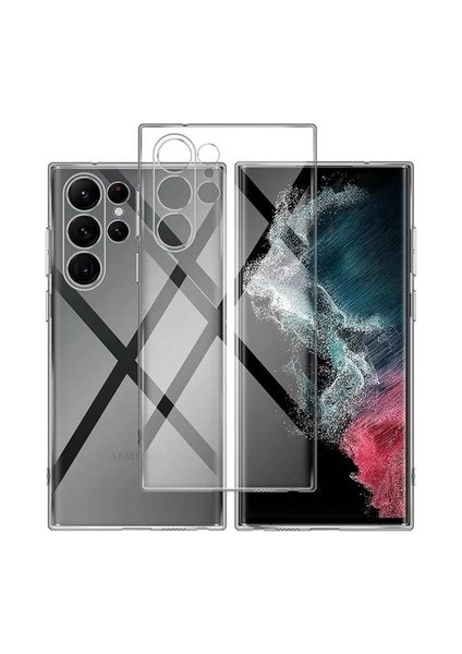 Samsung Galaxy S24 Ultra Kılıf Kamera Çevresi Korumalı Darbe Dayanıklı Şeffaf Silikon