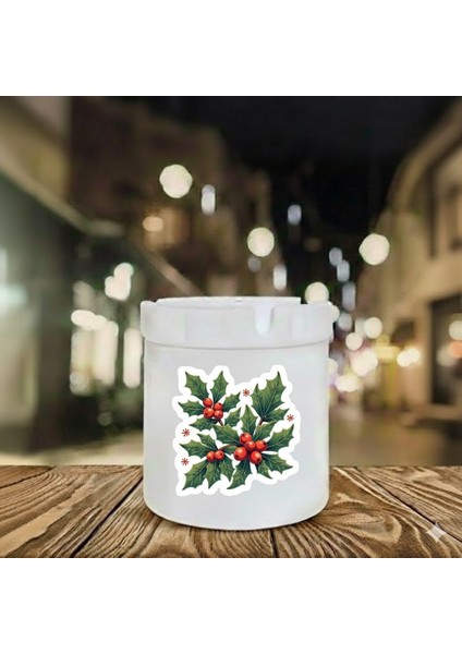 Yılbaşı Kokina Baskılı Porselen Söndür-At Kokusuz Küllük Kül Tablası