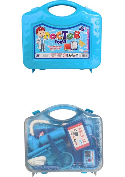 Çantalı Oyuncak Doktor Seti – Vakumlu Taşıma Çantalı Eğitici Oyuncak Doktor Malzemeleri Mavi