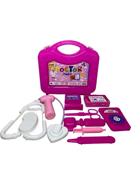 Çantalı Oyuncak Doktor Seti – Vakumlu Taşıma Çantalı Eğitici Oyuncak Doktor Malzemeleri Pembe