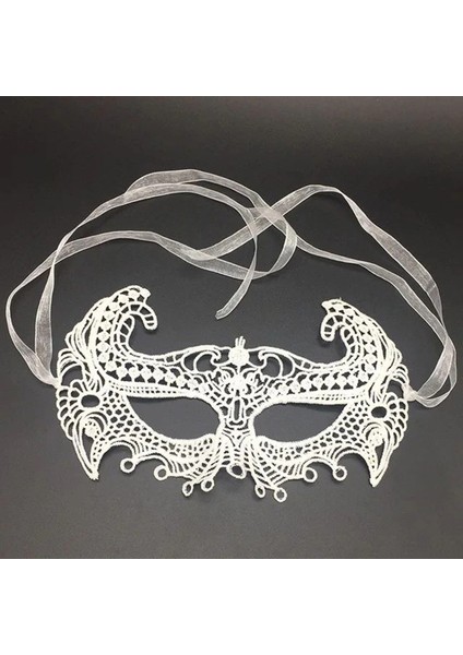Beyaz Renk Dantel Kesim Dantel Işlemeli Balo Parti Maskesi 1 No (5148)