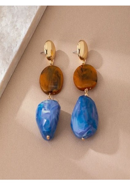 Bohem Tarzı Çok Renkli Geometrik KÜPELER-14K Altın Kaplama indirimleri