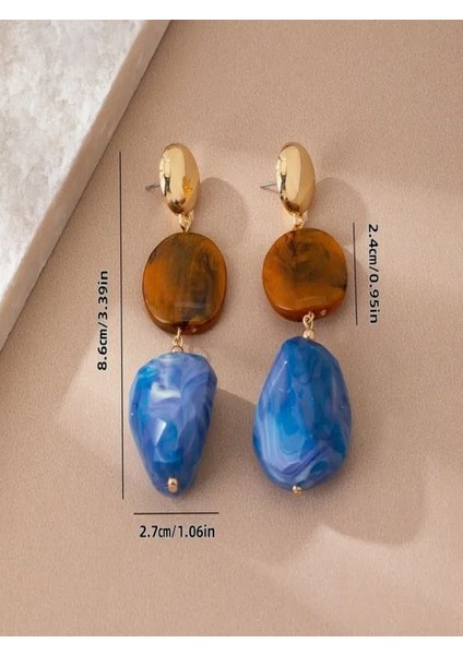 Bohem Tarzı Çok Renkli Geometrik KÜPELER-14K Altın Kaplama