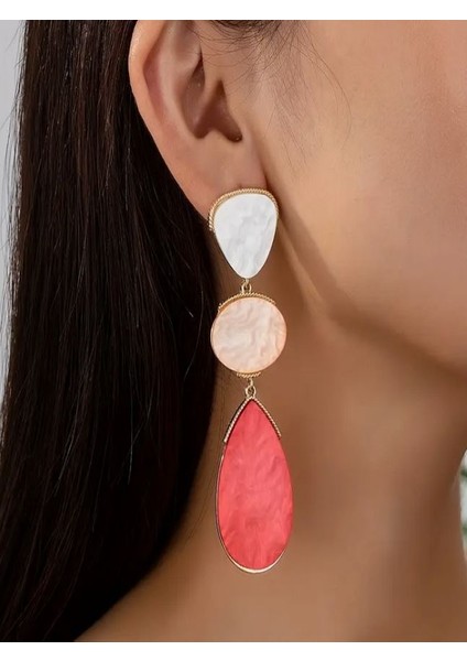 Çok Renkli Sallantılı Geometrik KÜPELER-18K Altın Kaplama fiyatları