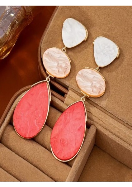 Çok Renkli Sallantılı Geometrik KÜPELER-18K Altın Kaplama modelleri