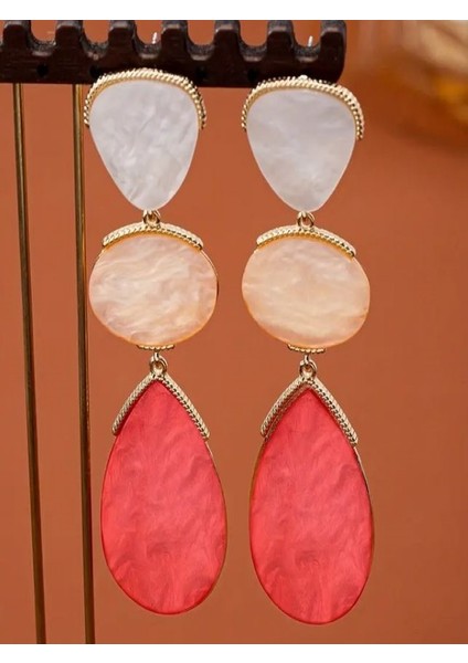 Çok Renkli Sallantılı Geometrik KÜPELER-18K Altın Kaplama indirimleri