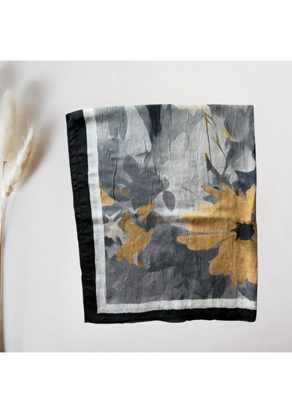 Şal Eşarp Desenli Soft Siyah Sarı Şal