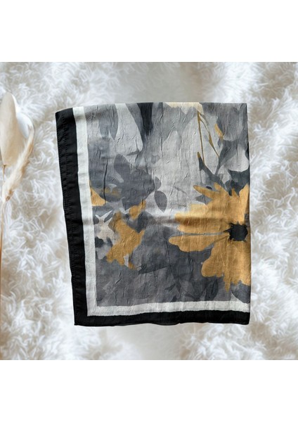 Şal Eşarp Desenli Soft Siyah Sarı Şal modelleri