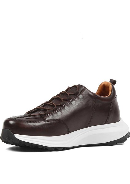 Erkek Kahverengi Kalın Tabanlı Deri Sneaker fırsatları