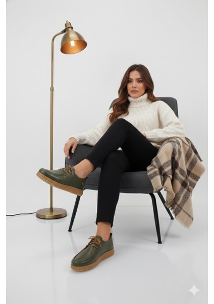 Kadın Hakiki Deri Ortopedik Lastik Bağcıklı Yumuşak Mevsinlik Günlük Ayakkabı BD25/MA2610 indirimleri