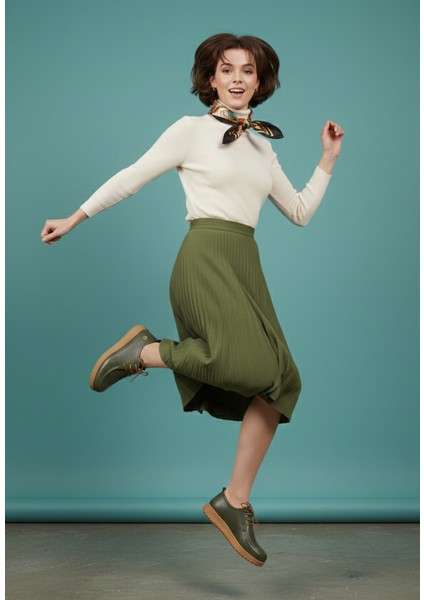 Kadın Hakiki Deri Ortopedik Lastik Bağcıklı Yumuşak Mevsinlik Günlük Ayakkabı BD25/MA2610