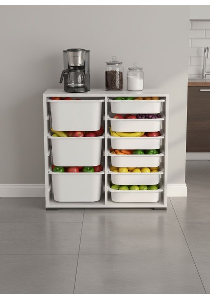 Carla 9 Sepetli Çok Amaçlı Mutfak Dolabı Beyaz