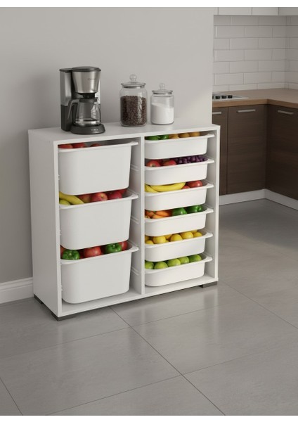 Carla 9 Sepetli Çok Amaçlı Mutfak Dolabı Beyaz fiyatları