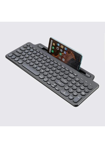 Bluetooth 2.4g Kablosuz Çoklu Cihaz Bağlantılı Tablet Telefon Yuvalı Sessiz Tuşlu Taşınabilir Klavye modelleri