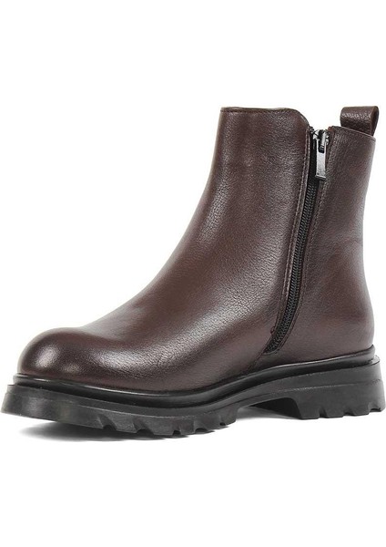 Kadın Kahverengi Fermuarlı Deri Bot modelleri