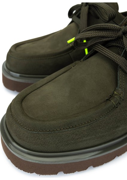 Erkek Hakiki Deri Yeşil Nubuk Loafer Ayakkabı 1111 5904 Erk Ayk SK25-26 Olıve Nubuk modelleri