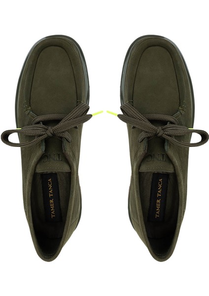 Erkek Hakiki Deri Yeşil Nubuk Loafer Ayakkabı 1111 5904 Erk Ayk SK25-26 Olıve Nubuk indirimleri