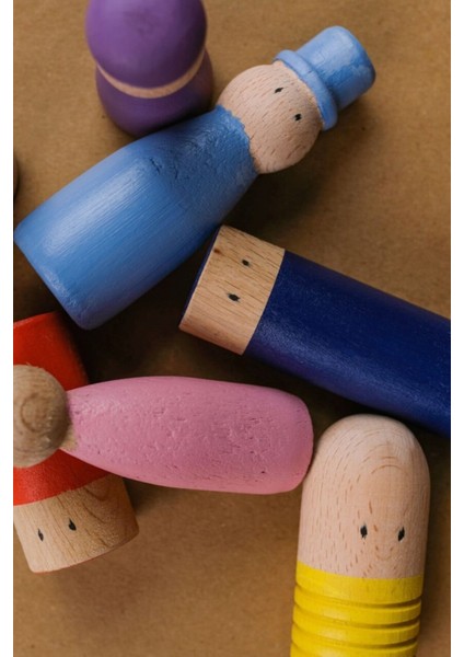 Renkli 10'lu Ahşap Insan Figürleri Seti, Eğlenceli ve Öğretici Oyunlar Için fırsatları