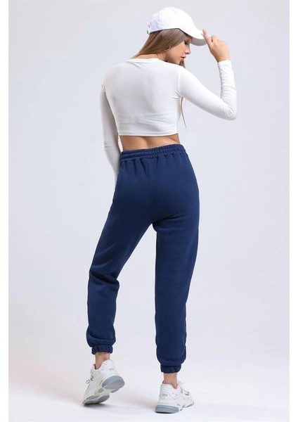 3 Iplik Şardonlu Paça Lastikli Eşofman Lacivert modelleri