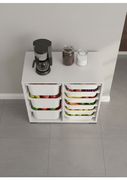 Carla 9 Sepetli Çok Amaçlı Mutfak Dolabı Beyaz modelleri