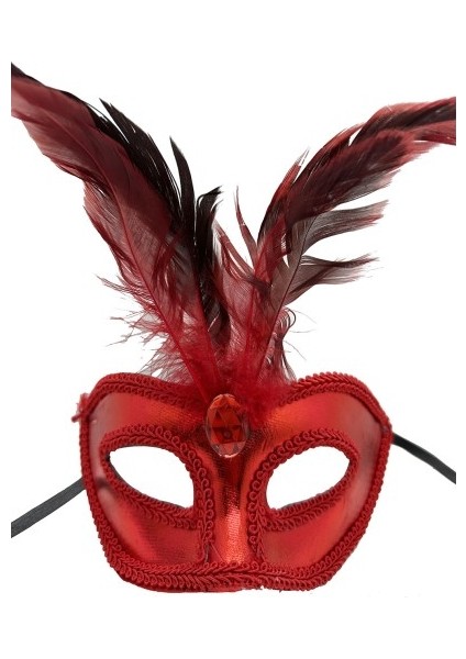 Rugan Kaplama Kırmızı Tüylü Parti Maskesi fiyatları
