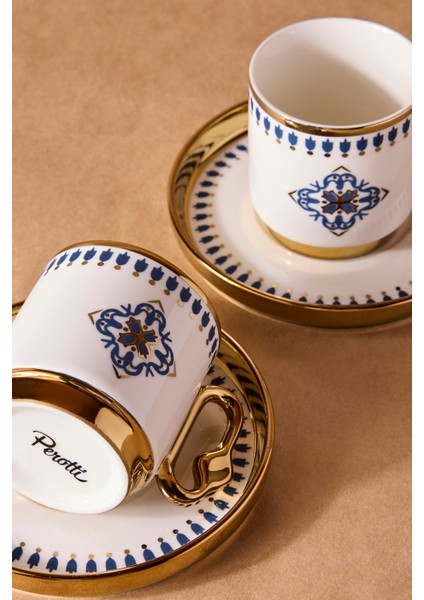 Cihangir 2 Kişilik Porselen Mavi Çini Deseni Kahve Fincanı Takımı fiyatları