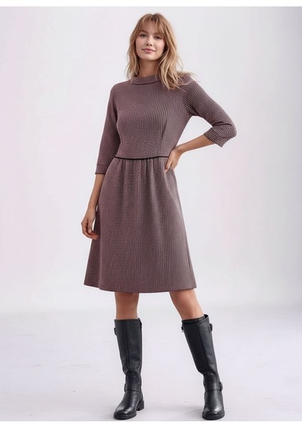 Kadın Degaje Yaka Uzun Kollu Cepli Büyük Beden Curve Şık Elbisesi